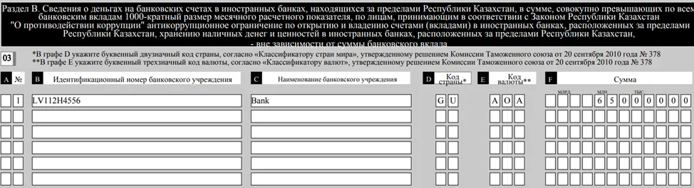 Результат по счетам в иностранных банках в ФНО 250.00