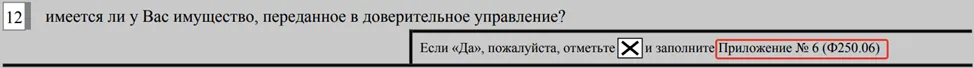 Заполнение имущества, переданного в доверительное управление, в ФНО 250.00