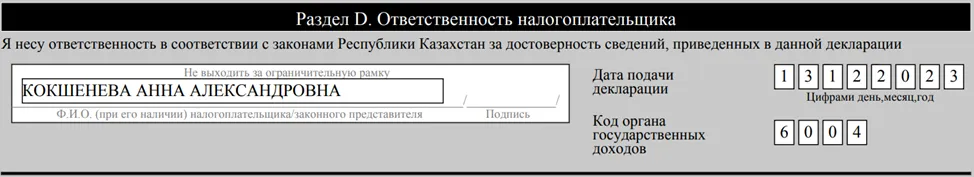 Итоговый результат заполнения ФНО 250.00